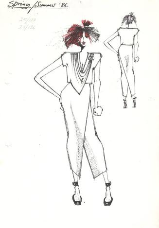 Drawing of Top and Skirt for the Spring/Summer 1986 Rose Collection