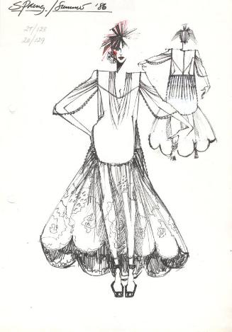 Drawing of Top and Skirt for the Spring/Summer 1986 Rose Collection