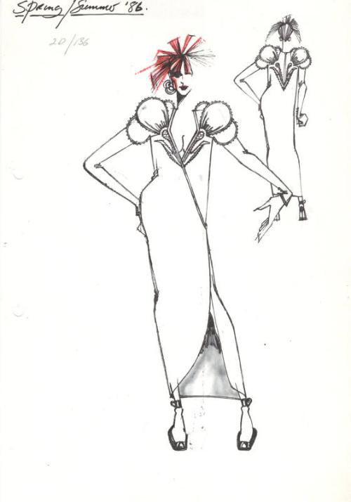 Drawing of Dress for the Spring/Summer 1986 Rose Collection