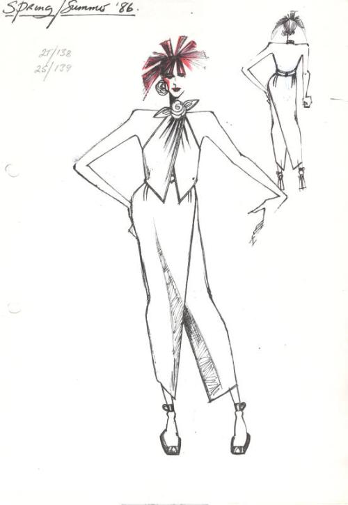 Drawing of Top and Skirt for the Spring/Summer 1986 Rose Collection