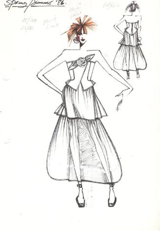 Drawing of Top and Skirt for the Spring/Summer 1986 Rose Collection
