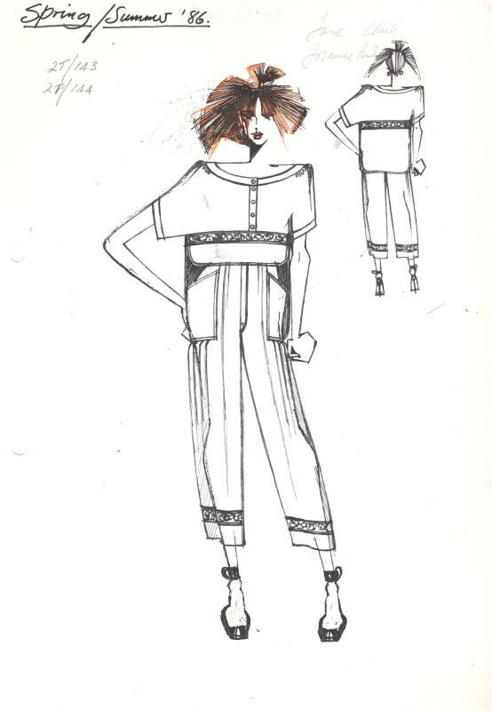 Drawing of Top and Trousers for the Spring/Summer 1986 Rose Collection