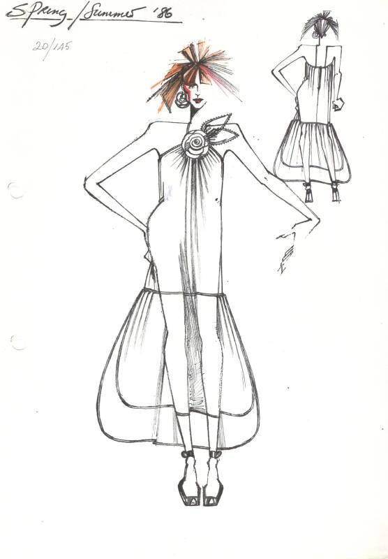 Drawing of Dress for the Spring/Summer 1986 Rose Collection