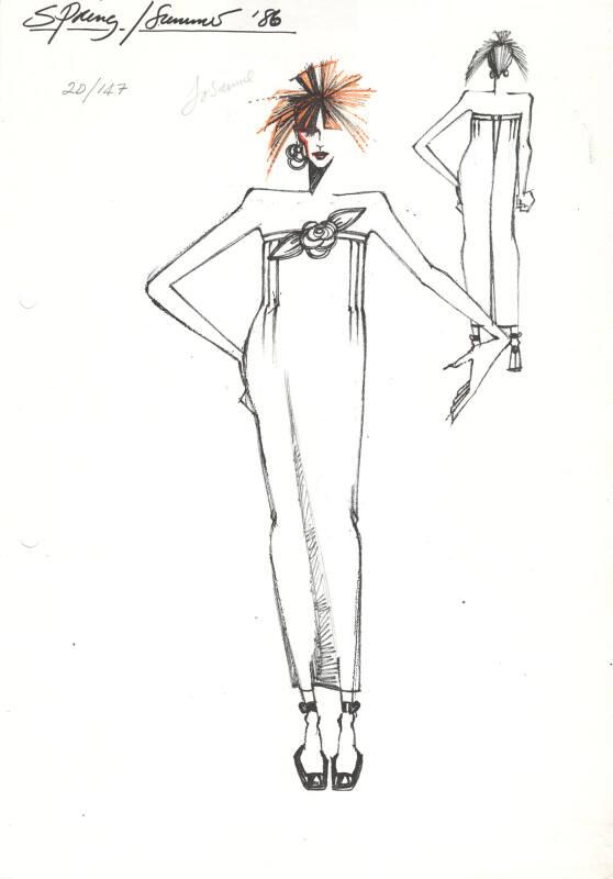 Drawing of Dress for the Spring/Summer 1986 Rose Collection