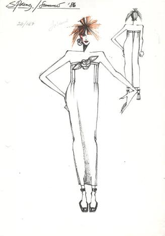 Drawing of Dress for the Spring/Summer 1986 Rose Collection