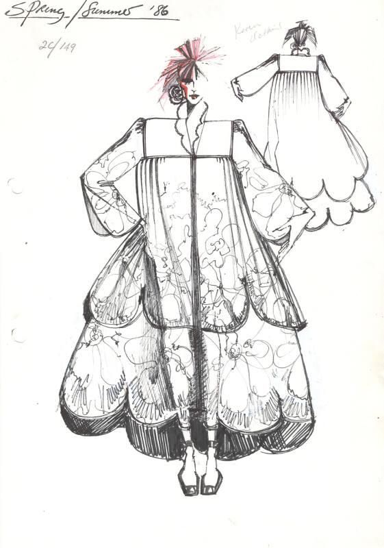 Drawing of Coat for the Spring/Summer 1986 Rose Collection