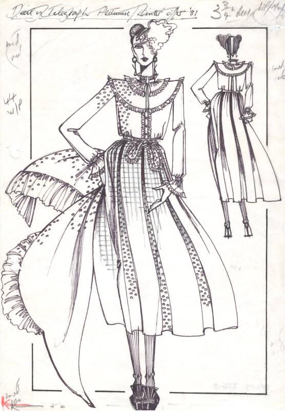 Drawing of Blouse, Skirt and Shawl