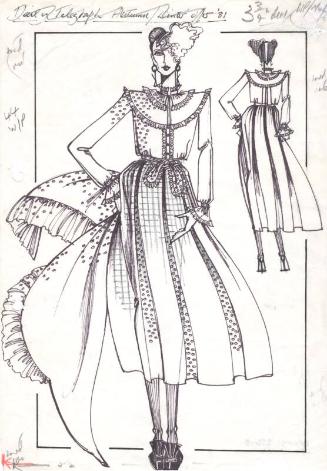 Drawing of Blouse, Skirt and Shawl