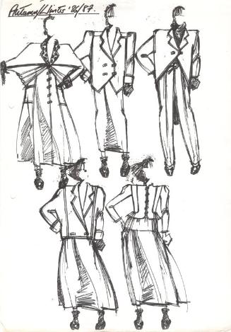 Multidrawing of Coats, Skirts, and Trousers for Autumn/Winter 186/87 Collection