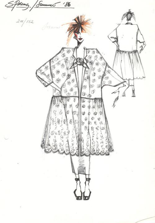 Drawing of Overshirt for the Spring/Summer 1986 Rose Collection