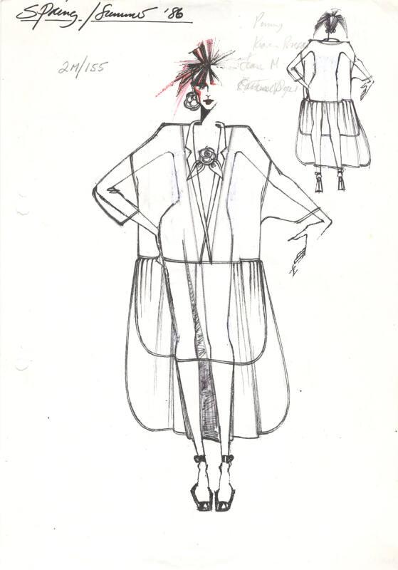 Drawing of Overshirt for the Spring/Summer 1986 Rose Collection