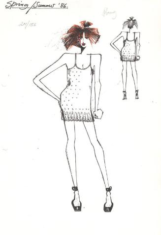 Drawing of Dress for the Spring/Summer 1986 Rose Collection