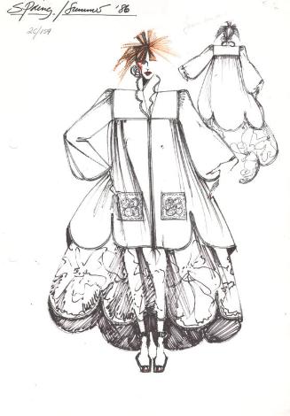 Drawing of Coat for the Spring/Summer 1986 Rose Collection