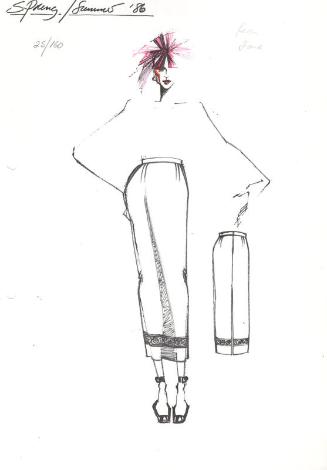 Drawing of Skirt for the Spring/Summer 1986 Rose Collection