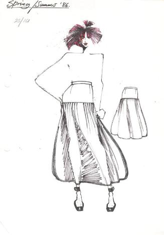 Drawing of Skirt for the Spring/Summer 1986 Rose Collection