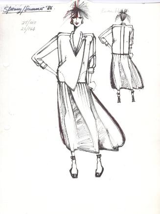 Drawing of Top and Skirt for the Spring/Summer 1986 Rose Collection