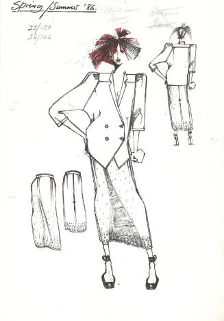 Drawing of Jacket and Skirt for the Spring/Summer 1986 Rose Collection