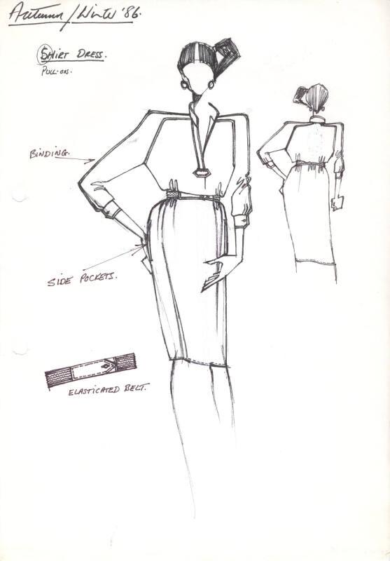 Drawing of Shirt Dress for Autumn/Winter 1986 Collection