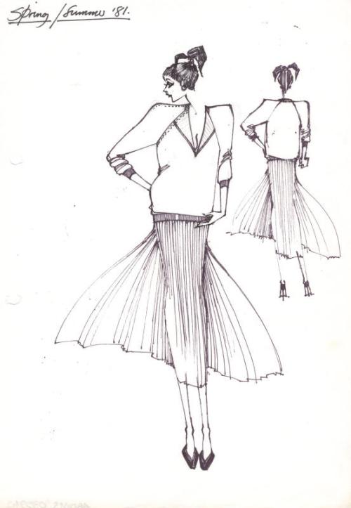 Drawing of Top and Skirt for Spring/Summer 1981 Collection