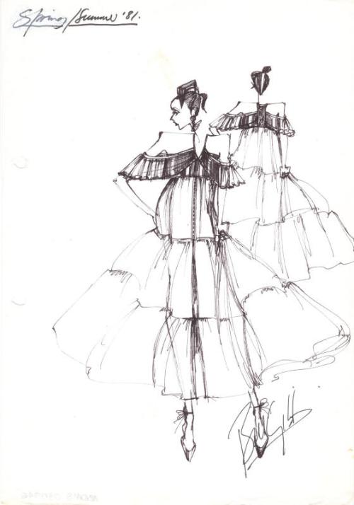 Drawing of Evening Dress for Spring/Summer 1981 Collection