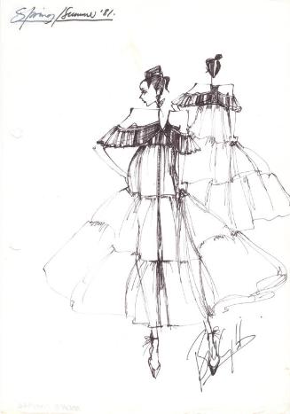 Drawing of Evening Dress for Spring/Summer 1981 Collection