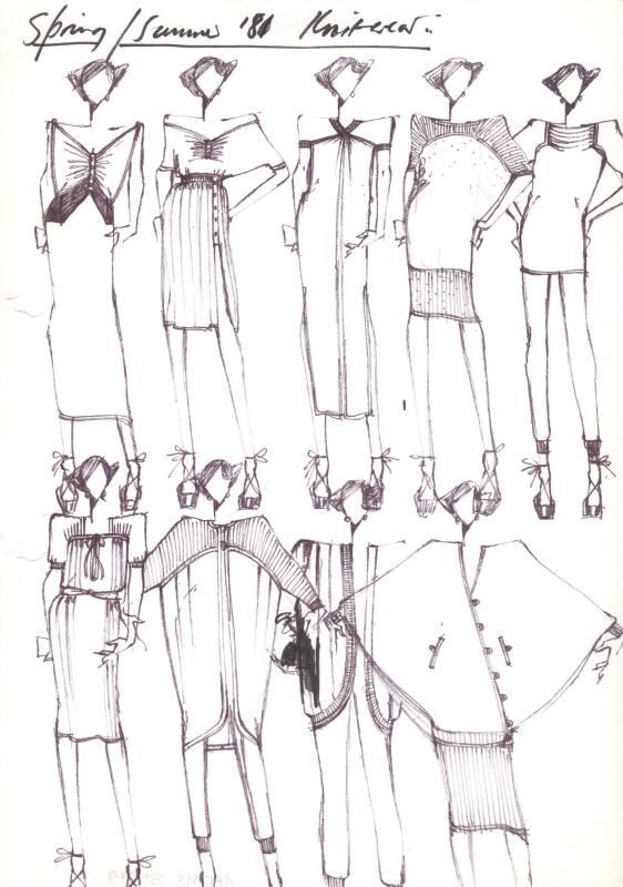 Drawing of Dresses, Top and Coats for Spring/Summer 1981 Collection