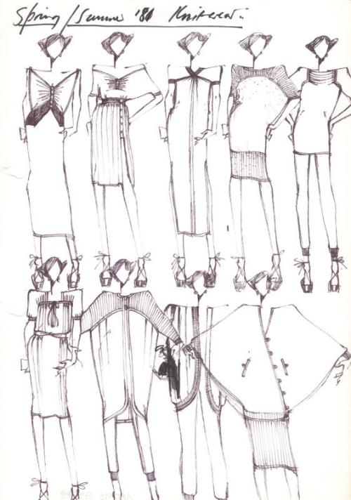 Drawing of Dresses, Top and Coats for Spring/Summer 1981 Collection