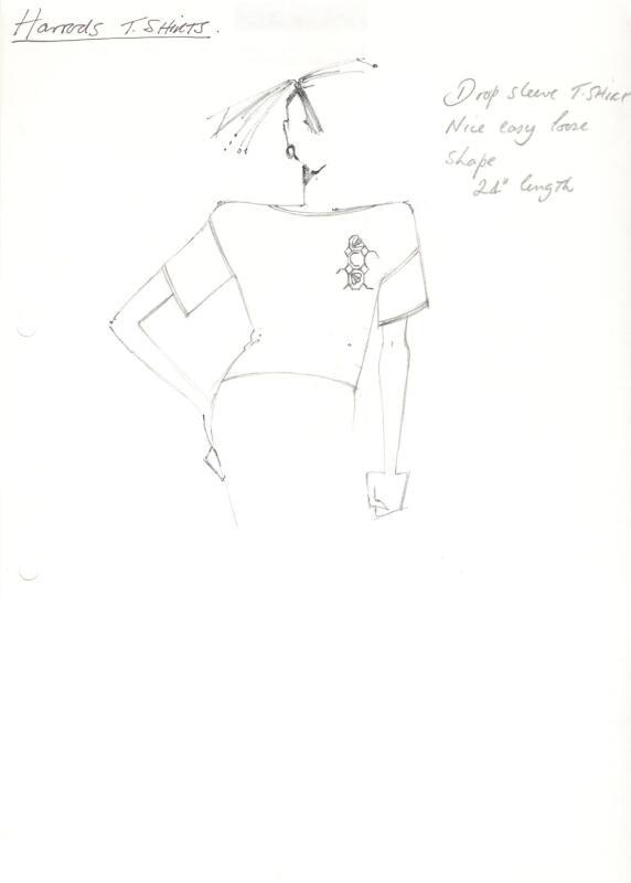 Drawing of T-Shirt for 1981 Harrods Collection