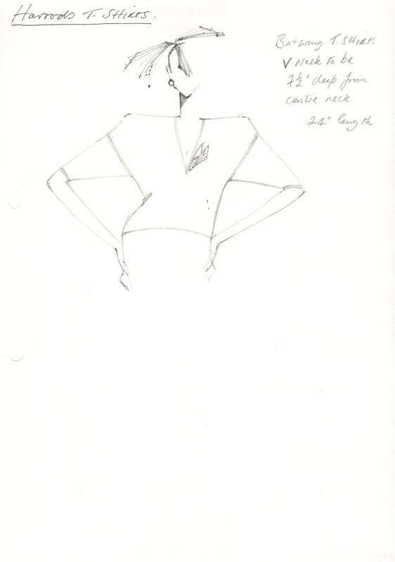 Drawing of T-Shirt for 1981 Harrods Collection