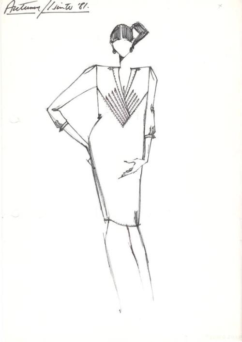 Drawing of Dress for Autumn/Winter 1981 Collection