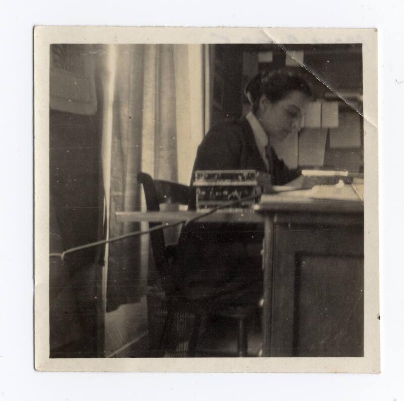 World War 1 photograph showing WVR member at desk