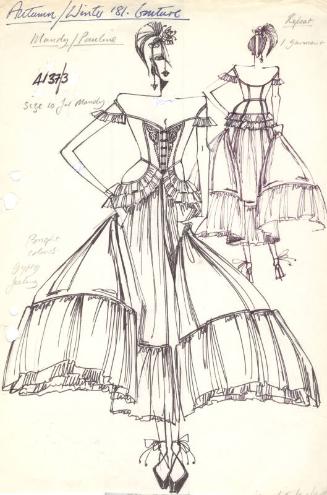 Drawing of Off-Shoulder Dress for Autumn/Winter 1981 Collection