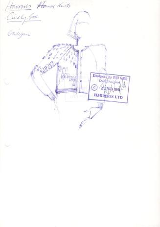 Drawing of Cardigan for 1981 Harrods Handknits Collection