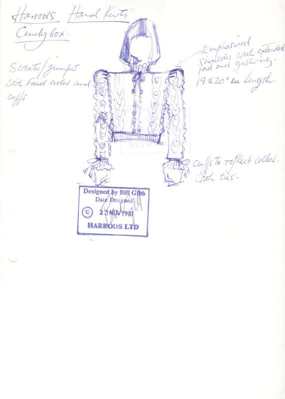 Drawing of Jumper for the 1981 Harrods Handknits Collection