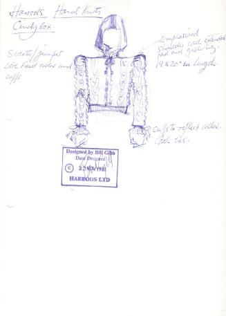 Drawing of Jumper for the 1981 Harrods Handknits Collection