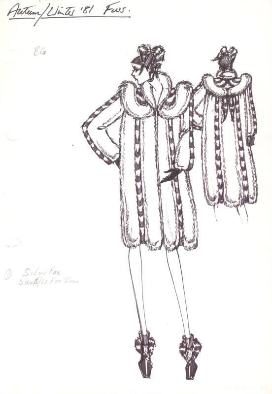 Drawing of Coat for Autumn/Winter 1981 Fur Collection