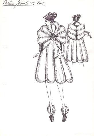 Drawing of Coat for Autumn/Winter 1981 Fur Collection