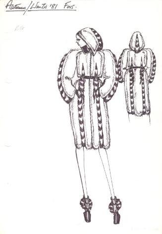 Drawing of Coat for Autumn/Winter 1981 Fur Collection
