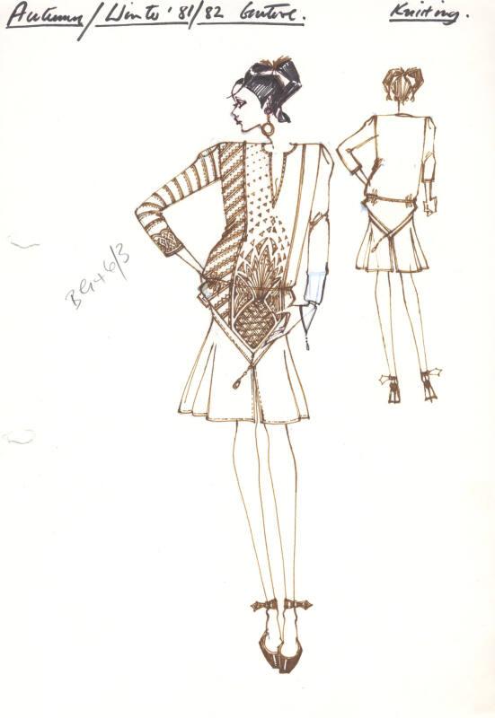 Drawing of Dress for Autumn/Winter 1981 Couture Knitting Collection