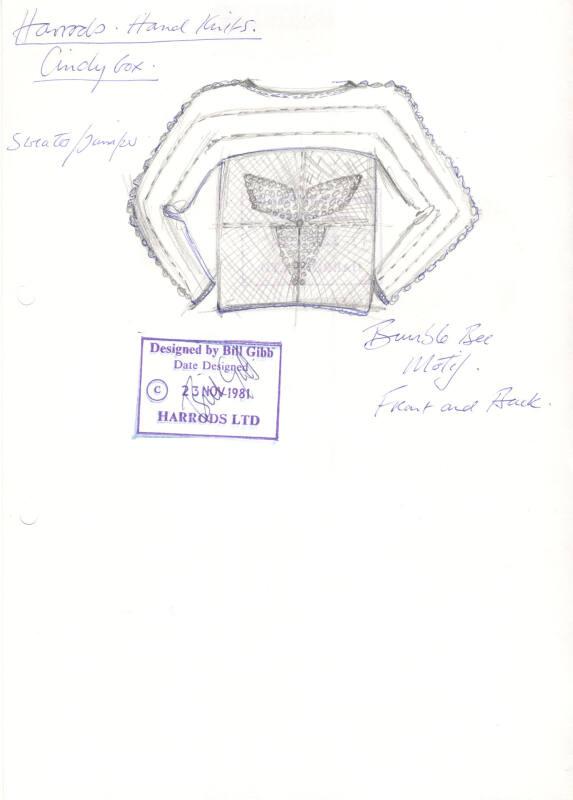 Drawing of Jumper for the 1981 Harrods Handknits Collection