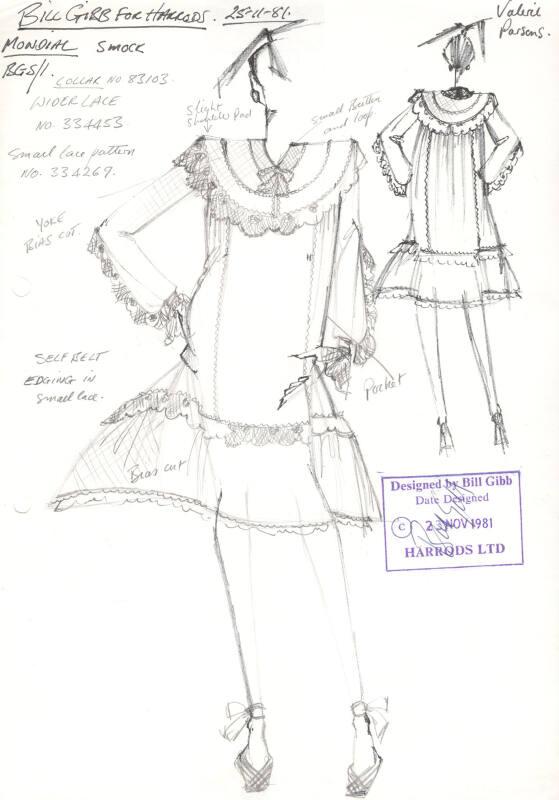 Drawing of Smock for the 1981 Harrods Collection