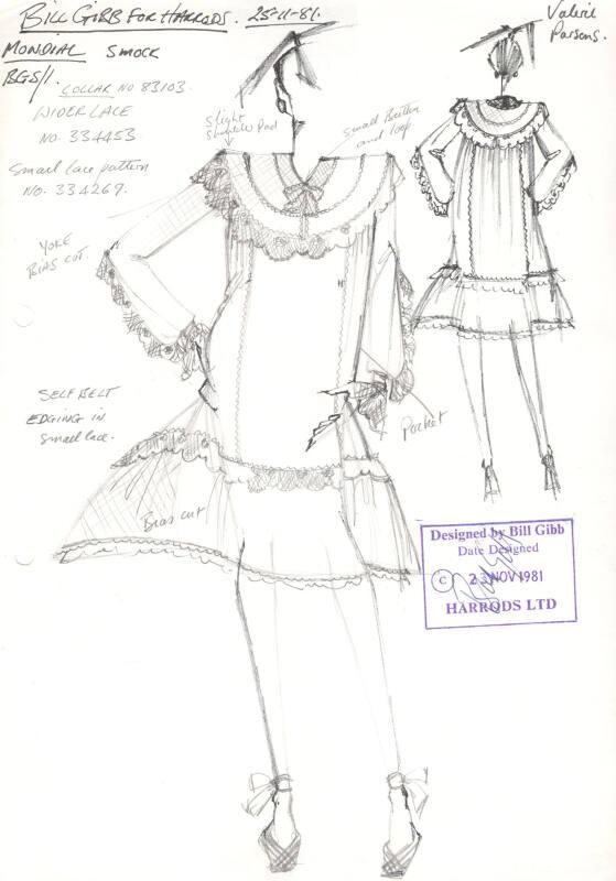 Drawing of Smock for the 1981 Harrods Collection