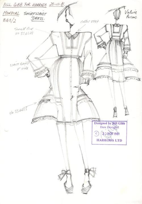 Drawing of Dress for the 1981 Harrods Collection