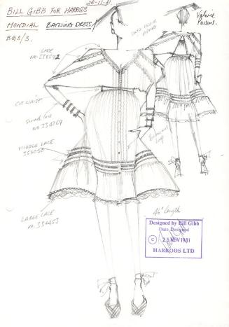 Drawing of Bathing Dress for the 1981 Harrods Collection