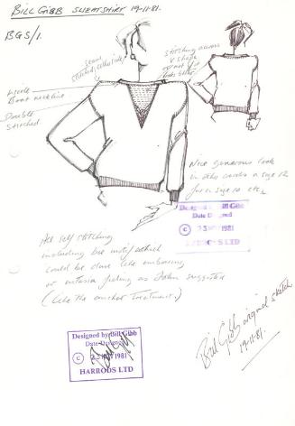 Drawing of Sweatshirt for the 1981 Harrods Collection
