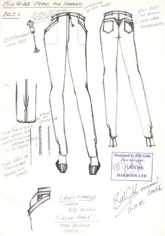 Drawing of Jeans for 1981 Harrods Collection