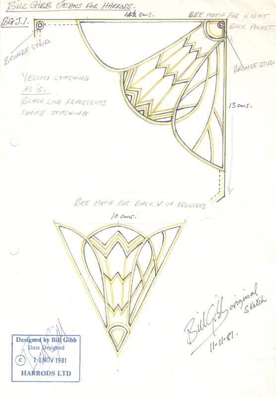 Drawing of Motif Detail for 1981 Harrods Collection