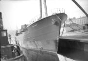 film negative showing the trawler Loch Leven at the sheerlegs, Aberdeen Harbour