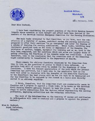 On formation of Scottish Civil Nursing Reserve Advisory Council