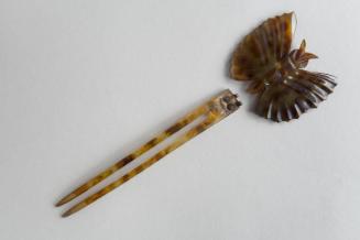 Faux Tortoiseshell Ornamental Hair Pin with Hinged Decoration